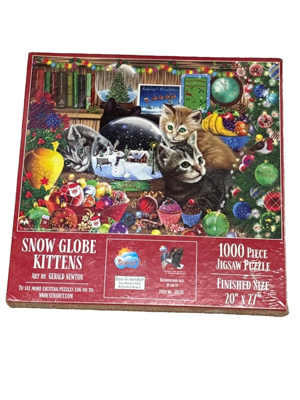 SNOW GLOBE KITTENS by GERALD NEWTON - SunsOut 1000 piece CHRISTMAS puzzle - NEW